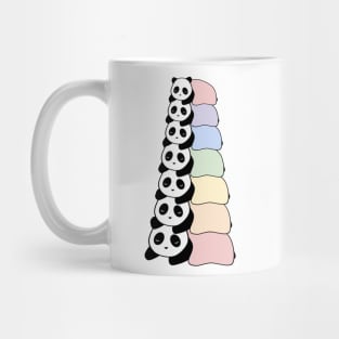 Sleepy Panda Stack (Rainbow, White Background) Mug